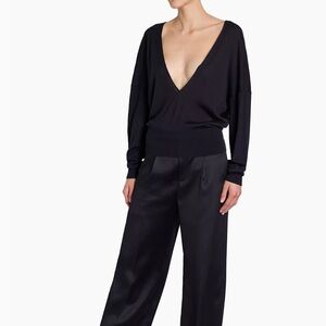 NWT Saint Laurent V-Neck Knitted Sweater XL Black